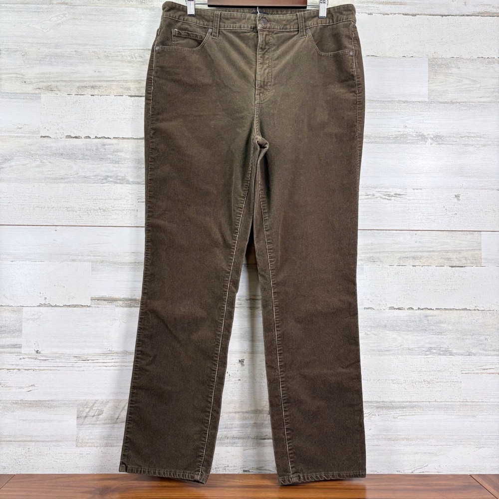 Talbots Corduroy‎ Straight Leg Pants Brown Size 14 Cotton Tummy Control Casual